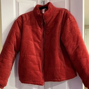 Red corduroy puffer